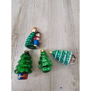 Vintage tree glass ornament set green Keller